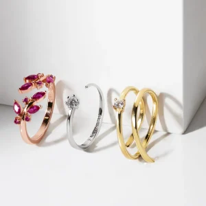 Sale SINGULARU Anillo Buganvilla Raspberry Plata Baño Oro Rosa