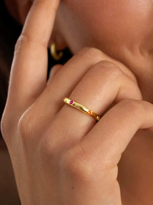 Outlet SINGULARU Anillo Colors Space Plata Baño Oro