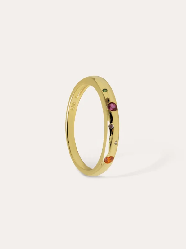 Outlet SINGULARU Anillo Colors Space Plata Baño Oro