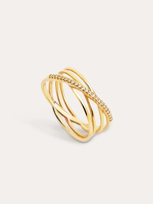 Fashion SINGULARU Anillo Comete Plata Baño Oro