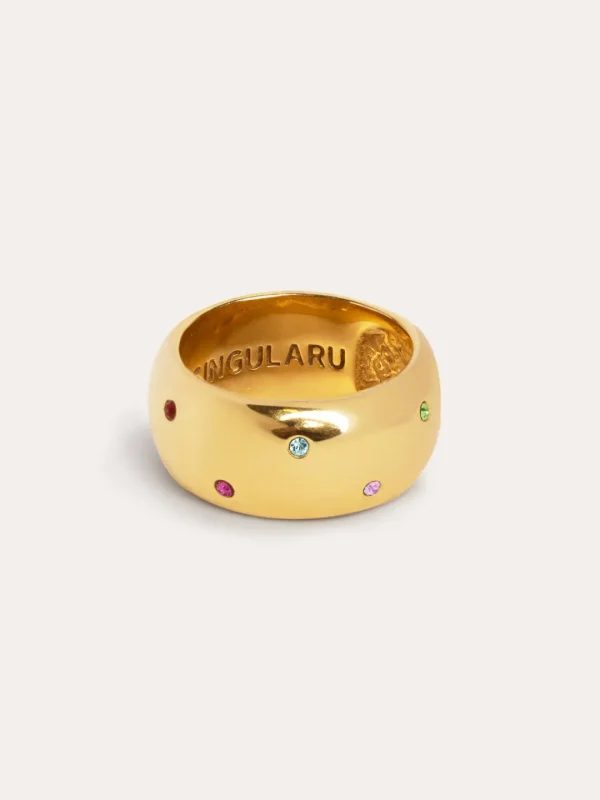 Online SINGULARU Anillo Curve Rainbow Baño Oro