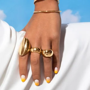 Online SINGULARU Anillo Curve Rainbow Baño Oro