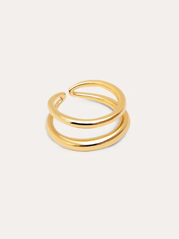 Online SINGULARU Anillo Doble Lines Acero Baño Oro