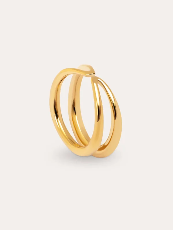 Online SINGULARU Anillo Doble Lines Acero Baño Oro