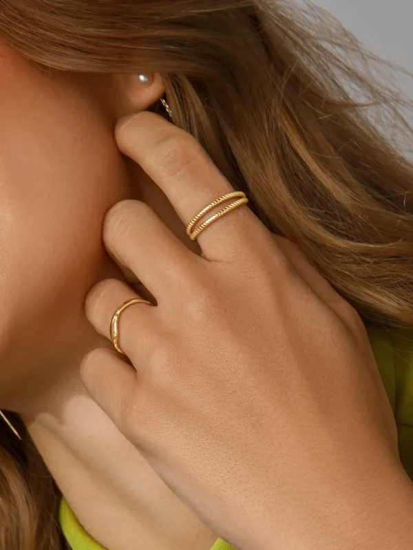 Discount SINGULARU Anillo Doble Twist Plata Baño Oro
