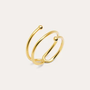 Fashion SINGULARU Anillo Double Dot Plata Baño Oro
