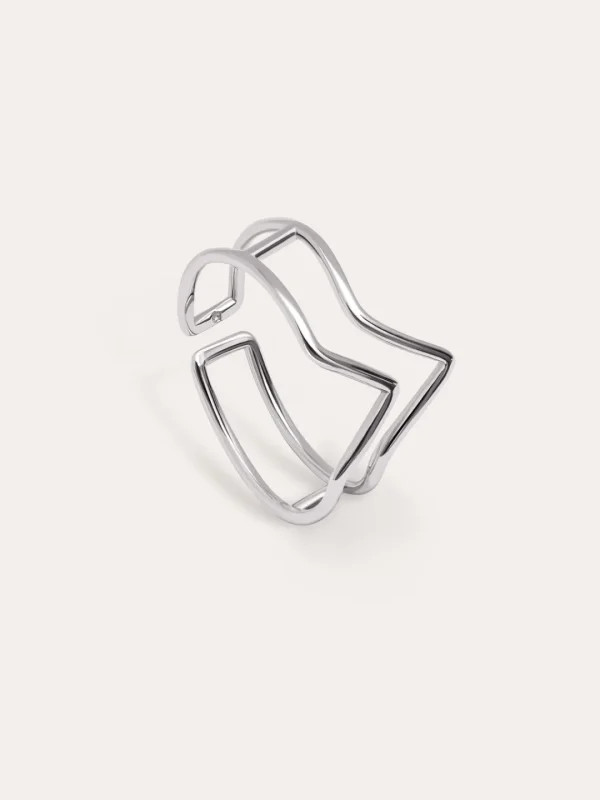 New SINGULARU Anillo Double Peak Plata