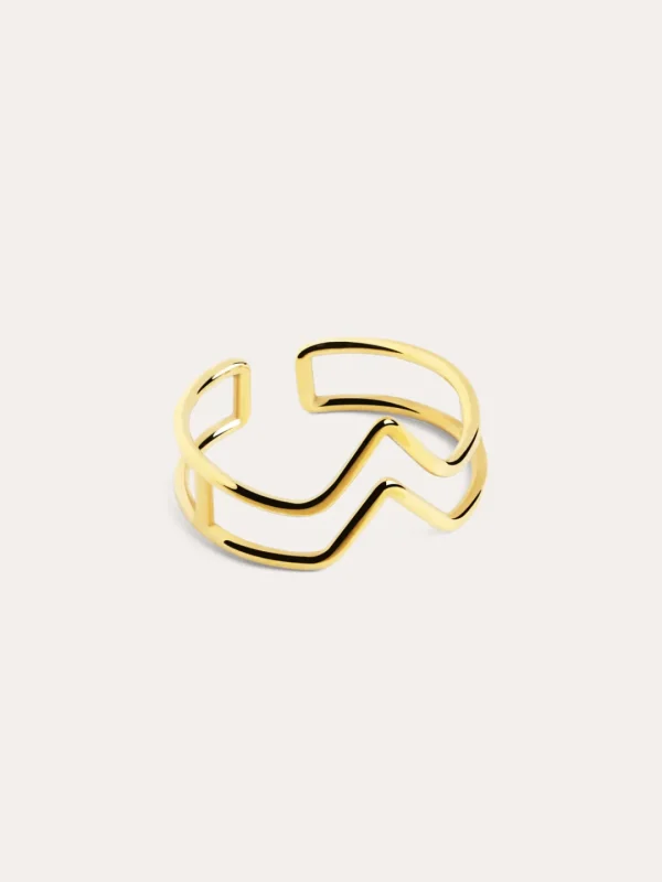 Outlet SINGULARU Anillo Double Peak Plata Baño Oro