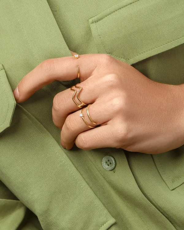 Outlet SINGULARU Anillo Double Peak Plata Baño Oro