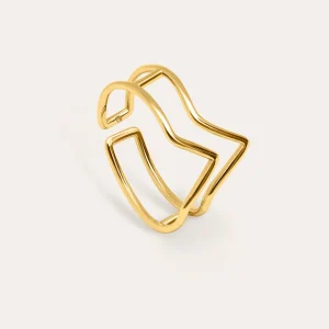 Outlet SINGULARU Anillo Double Peak Plata Baño Oro