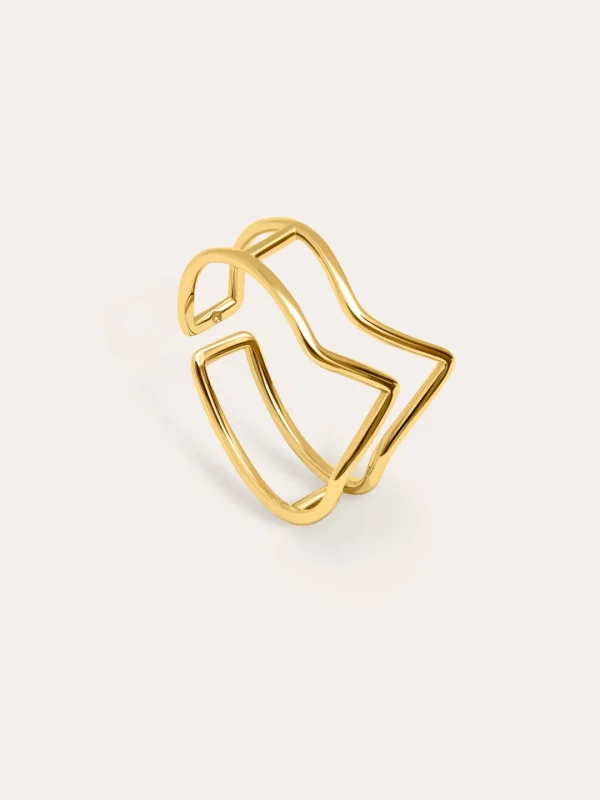 Outlet SINGULARU Anillo Double Peak Plata Baño Oro