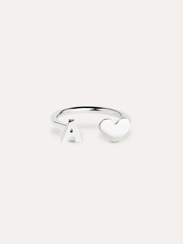 Clearance SINGULARU Anillo Personalizado Letter Heart Plata