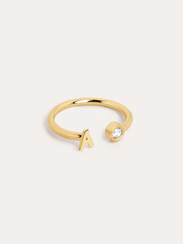 Outlet SINGULARU Anillo Personalizado Letter Spark Plata Baño Oro