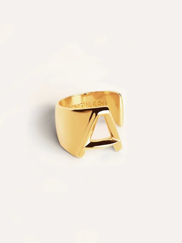Outlet SINGULARU Anillo Personalizado Letter Signet Baño Oro