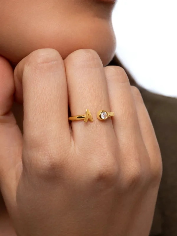 Outlet SINGULARU Anillo Personalizado Letter Spark Plata Baño Oro