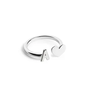 Clearance SINGULARU Anillo Personalizado Letter Heart Plata