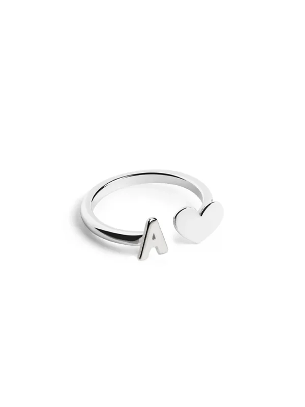 Clearance SINGULARU Anillo Personalizado Letter Heart Plata