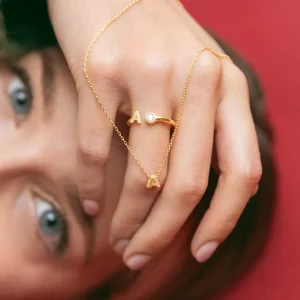 Outlet SINGULARU Anillo Personalizado Letter Spark Plata Baño Oro