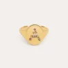 Clearance SINGULARU Anillo Personalizado Signet Letter Colors Baño Oro