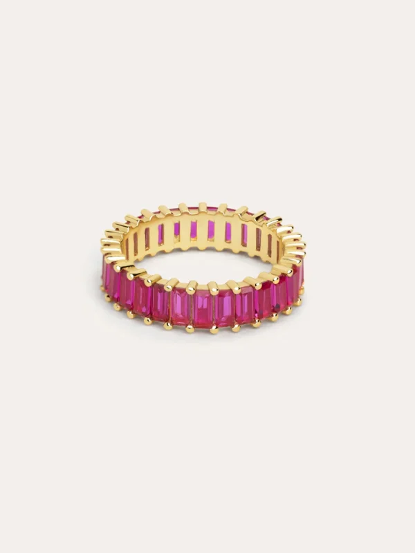 Sale SINGULARU Anillo Sia Raspberry Plata Baño Oro