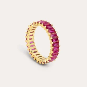 Sale SINGULARU Anillo Sia Raspberry Plata Baño Oro