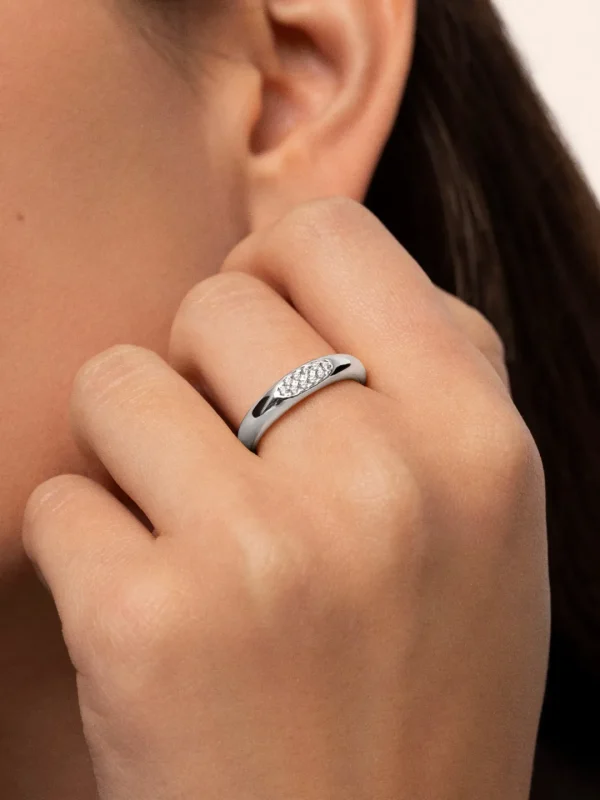 Online SINGULARU Anillo Signet Ivory Plata