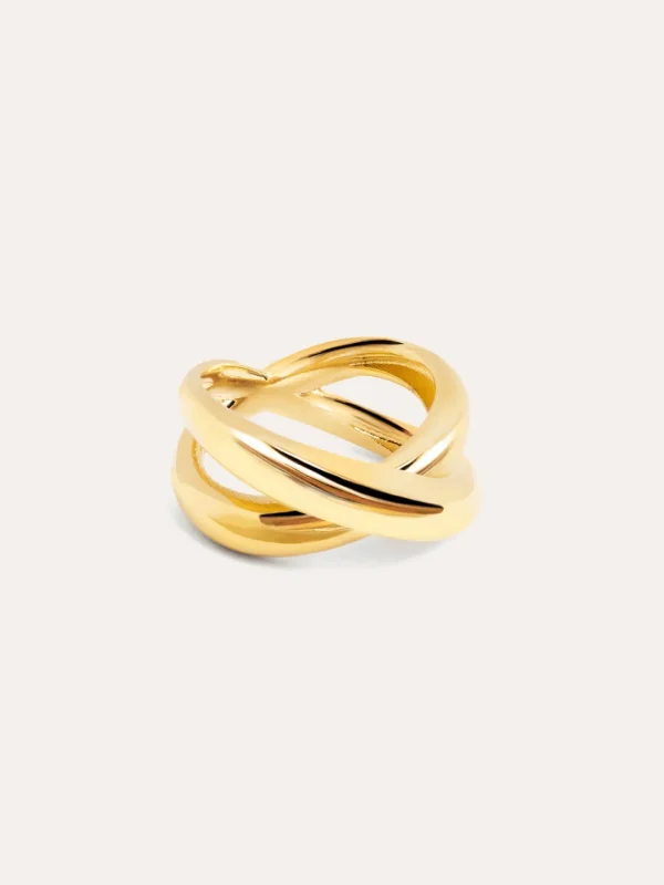 New SINGULARU Anillo Single Cross Baño Oro