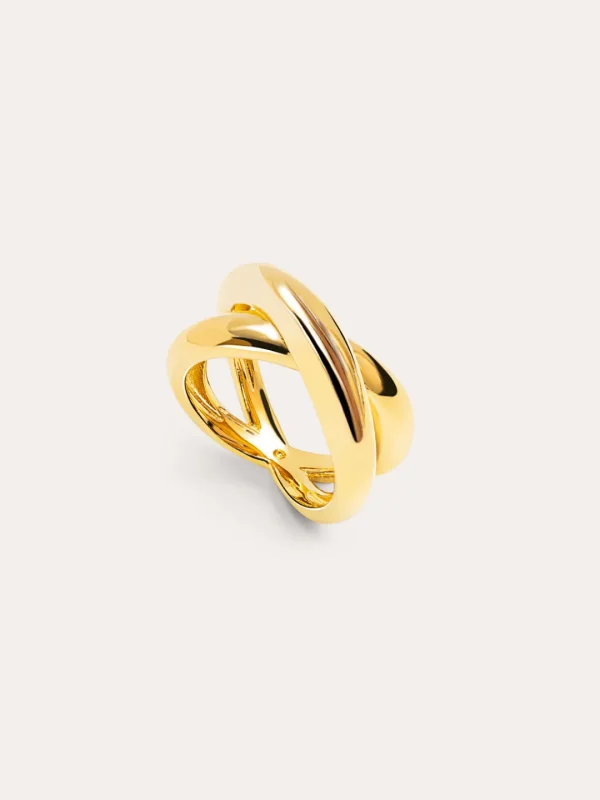New SINGULARU Anillo Single Cross Baño Oro