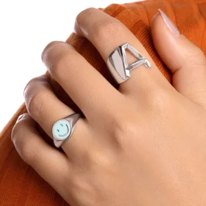 Online SINGULARU Anillo Smiley Sky Enamel