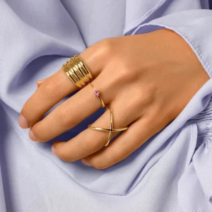 Sale SINGULARU Anillo Sophie Lavande Plata Baño Oro