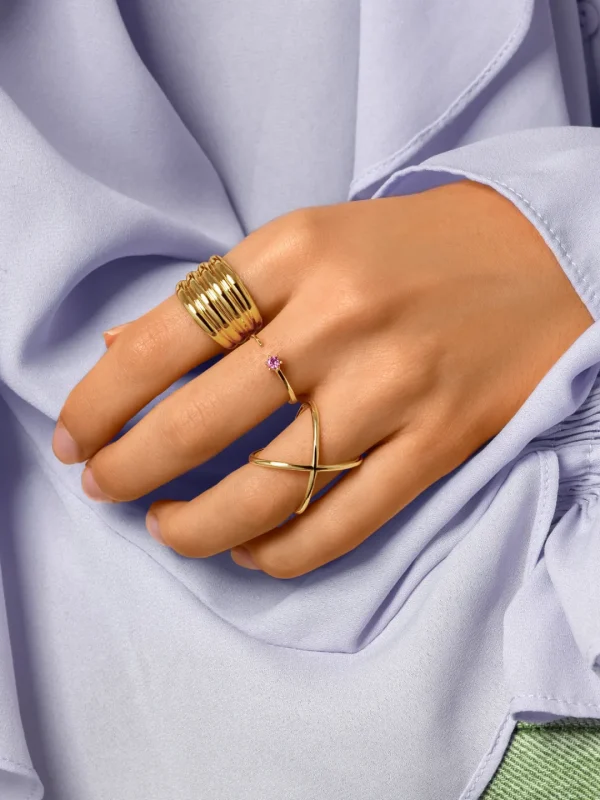 Sale SINGULARU Anillo Sophie Lavande Plata Baño Oro