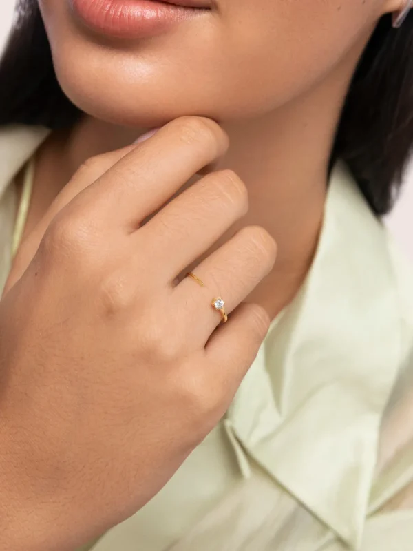 Hot SINGULARU Anillo Sophie Plata Baño Oro