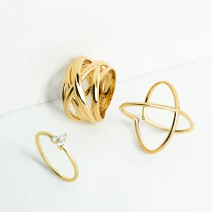 Discount SINGULARU Anillo Trebol Plata Baño Oro