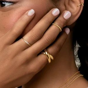 New SINGULARU Anillo Trini Spark Plata Baño Oro