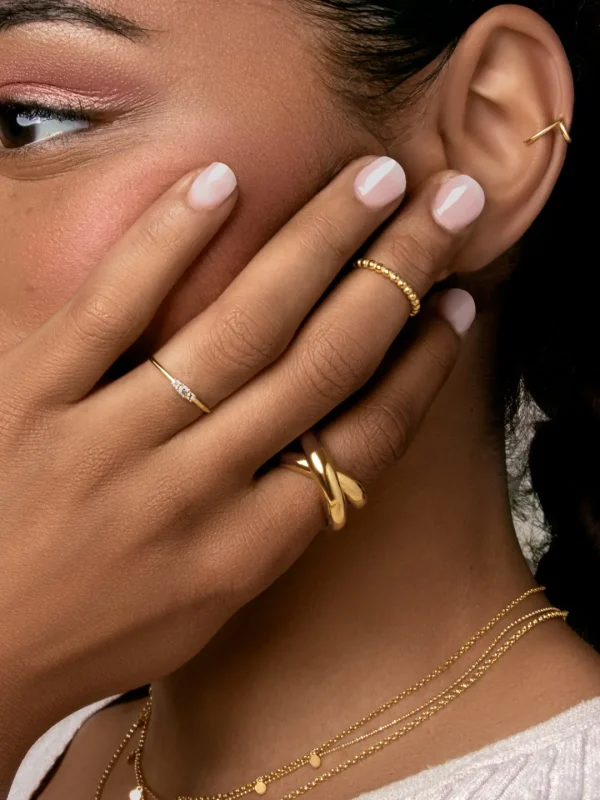 New SINGULARU Anillo Trini Spark Plata Baño Oro