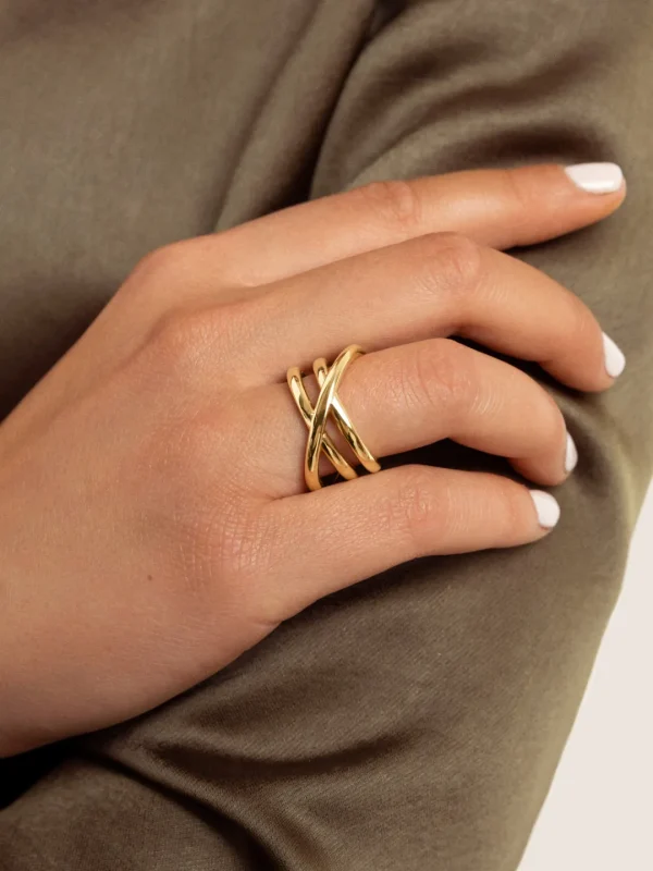 Fashion SINGULARU Anillo Trinity Baño Oro