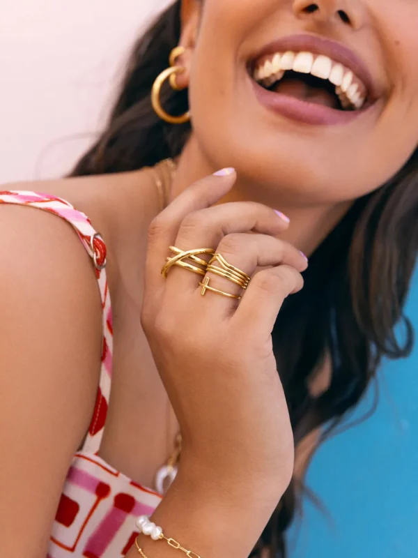 Fashion SINGULARU Anillo Trinity Baño Oro