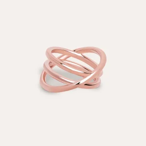 Hot SINGULARU Anillo Trinity Baño Oro Rosa