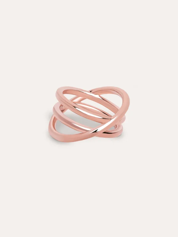Hot SINGULARU Anillo Trinity Baño Oro Rosa