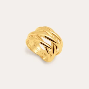 Clearance SINGULARU Anillo Triple Cross Baño Oro