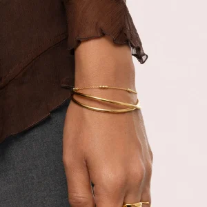 Online SINGULARU Brazalete Cruzado Acero Baño Oro