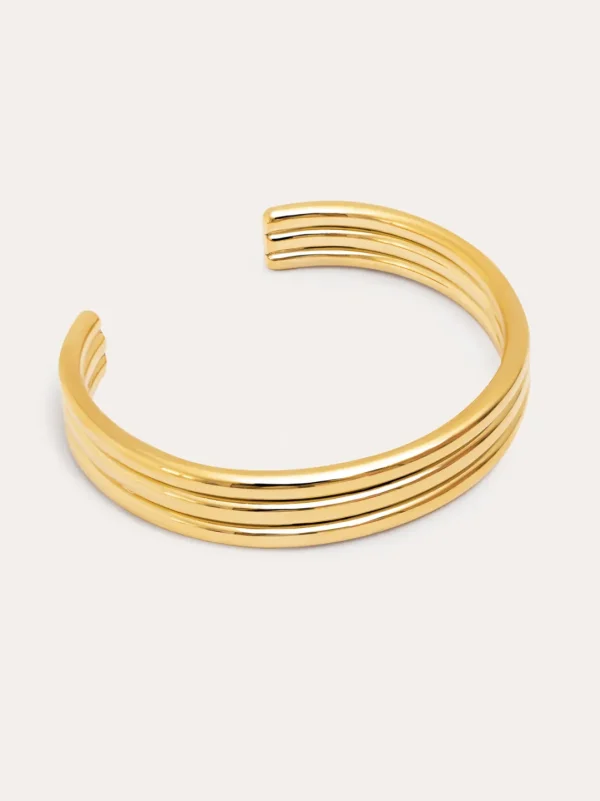 Fashion SINGULARU Brazalete Maxi Line Acero Baño Oro