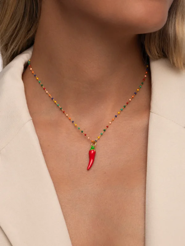 New SINGULARU Charm Chili Pepper Baño Oro
