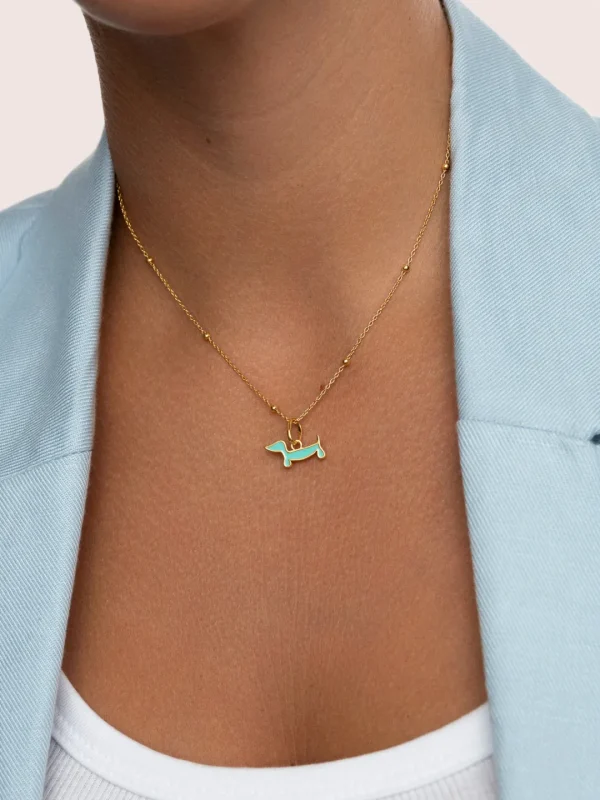 Best SINGULARU Charm Mini Perro Teckel Enamel Sky Baño Oro