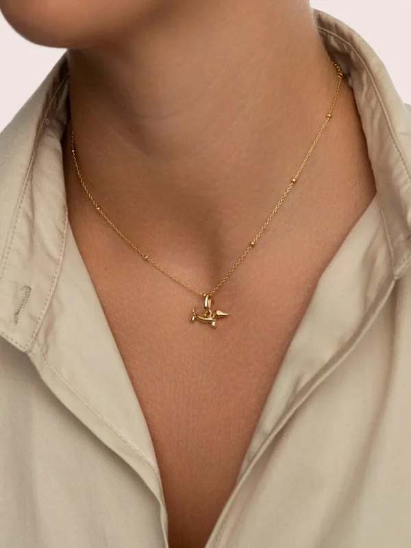Best SINGULARU Charm Mini Perro Teckel Enamel Sky Baño Oro