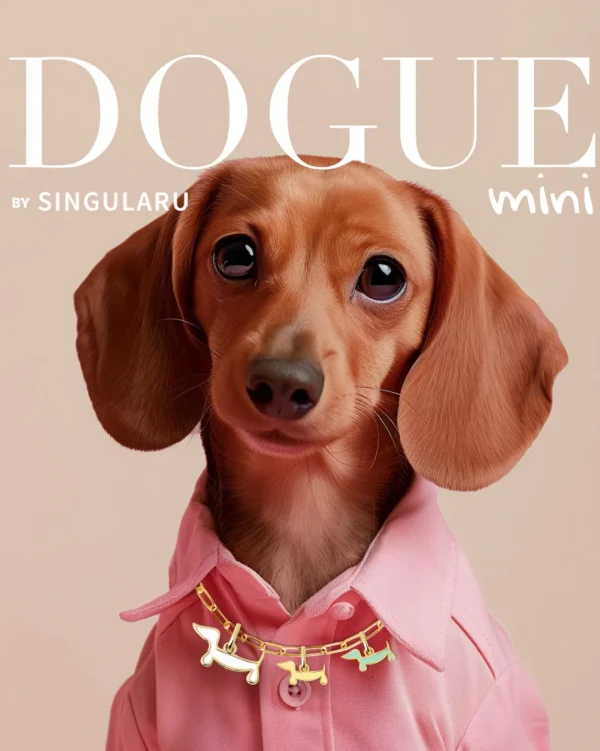 Best SINGULARU Charm Mini Perro Teckel Enamel Sky Baño Oro