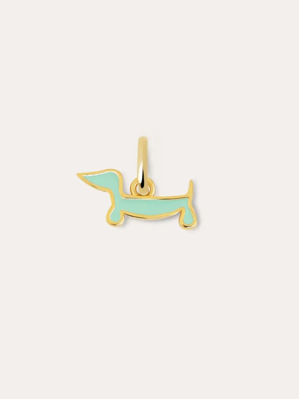 Best SINGULARU Charm Mini Perro Teckel Enamel Sky Baño Oro