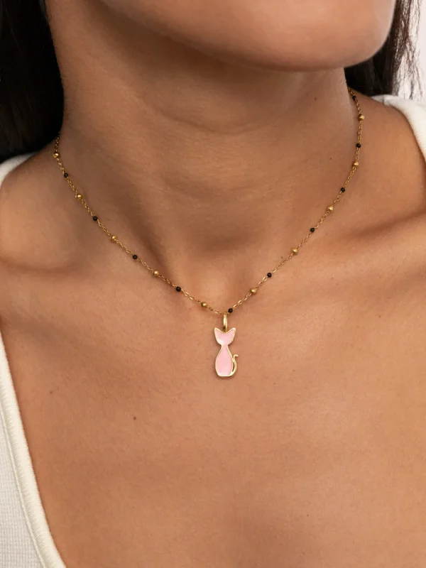 Discount SINGULARU Charm Salem Gato Enamel Rosa Baño Oro