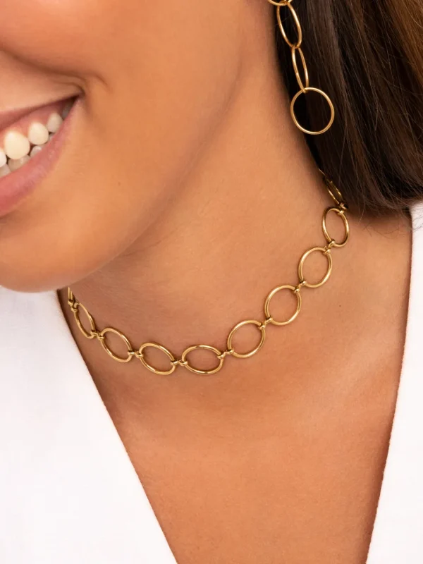 New SINGULARU Choker Circles & Circles Acero Baño Oro