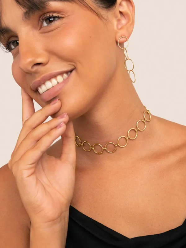 New SINGULARU Choker Circles & Circles Acero Baño Oro